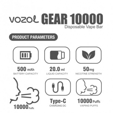Les paramètres du produit Vozol Gear 10000